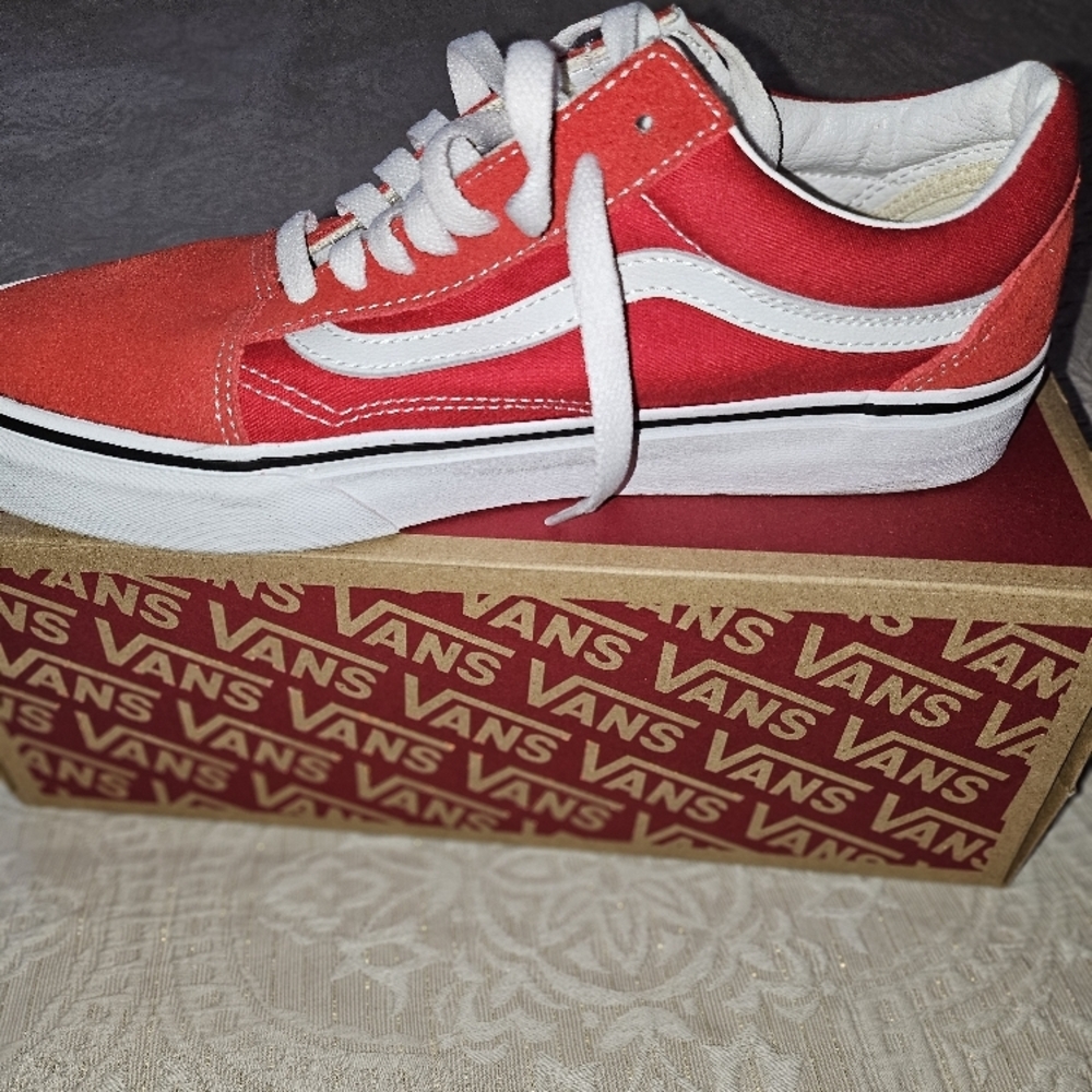 Vans Red and White Sneakers